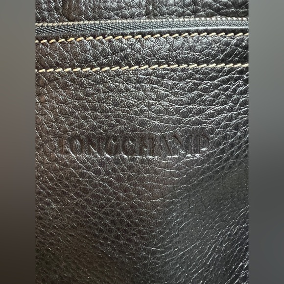 Longchamp 🇫🇷Black Textured durable Soft Leather Hobo Bag, only 23oz very light - Picture 2 of 8